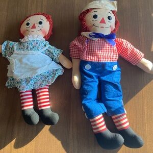 Set Vintage 1960s Knickerbocker 20" Raggedy Ann & Andy Cloth Dolls RARE